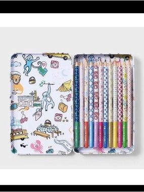 Roller Rabbit x Target NEW in Box Colored Pencils In Tin Box